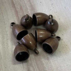 10x15mm (8mm ID) Ant Copper Plated Cord End Caps - Pack of 2 Pair