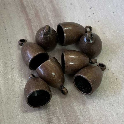 10x15mm (8mm ID) Ant Copper Plated Cord End Caps - Pack of 2 Pair