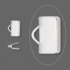 10x5mm End Crimp for Ribbon - Smooth - Silver Plated - Pack of 10