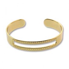 5.5in Diam Centerline Gold Pl Stainless Steel Adjustable Beading Bracelet Cuff - 3 Rows
