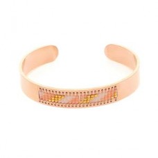 5.5in Diam Centerline Rose Gold Plated Stainless Steel Adjustable Beading Bracelet Cuff - 3 Rows - Each