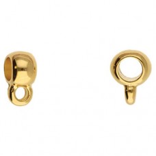 10x4.5mm Charm Bails with Loop - 4mm Inner Diameter - Gold Plated - Pack of 2