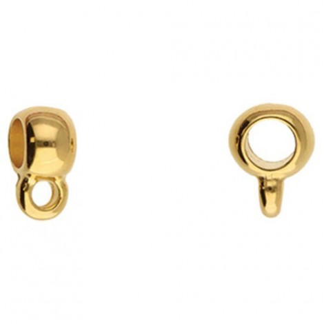 10x4.5mm Charm Bails with Loop - 4mm Inner Diameter - Gold Plated - Pack of 2