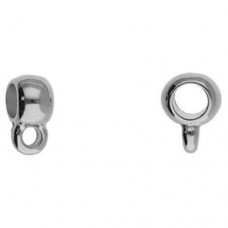 10x4.5mm Charm Bails with Loop - 4mm Inner Diameter - Silver Plated - Pack of 2