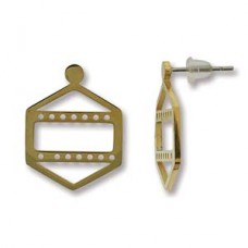 20x15mm Centerline Gold Plated Stainless Steel Beading Earrings - 3 rows - Per Pair