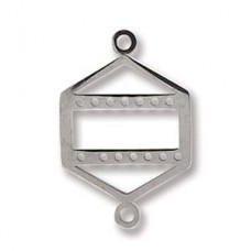 23x15mm Centerline Rhodium Plated Stainless Steel Beadable Link - 3 rows - Each