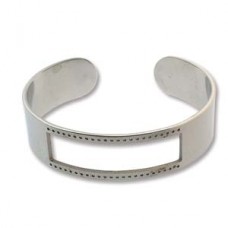 5.5in Diam Centerline Rhodium Pl Stainless Steel Adjustable Beading Bracelet Cuff - 7 Rows