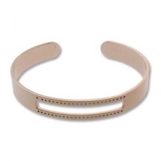 8in Diam Centerline Rose Gold Pl Stainless Steel Adjustable Beading Bracelet Cuff - 3 Rows - Each