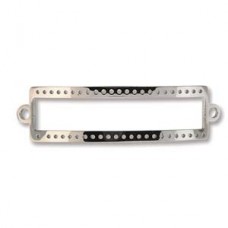 47x13mm Centerline Rhodium Plated Stainless Steel Beadable Bracelet Link Bar w-Loops - 5 rows