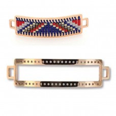 47x13mm Centerline Rose Gold Plated Stainless Steel Beadable Bracelet Link Bar w-Sq Loops - 5 rows - Pack of 2