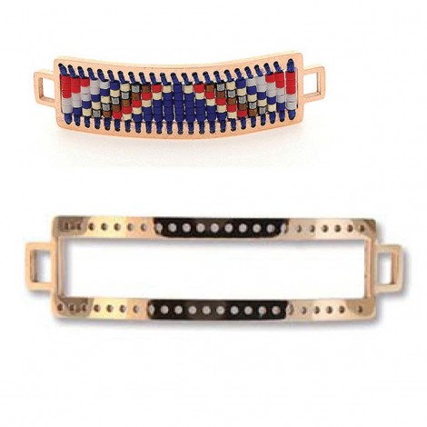 47x13mm Centerline Rose Gold Plated Stainless Steel Beadable Bracelet Link Bar w-Sq Loops - 5 rows - Pack of 2 47x13mm Centerline Rose Gold Plated Stainless Steel Beadable Bracelet Link Bar w-Sq Loops - 5 rows - Pack of 2