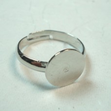 Platinum Silver Colour Plated Ring w/10mm Pad