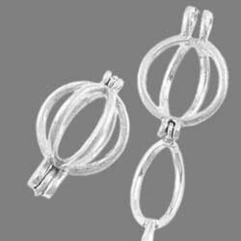 19x12mm Lantern Style Bead Cage Pendants - Silver