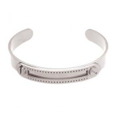 5.5inx3/8in Centerline Rhodium Pl Stainless Steel Adjustable Beading Bracelet Cuff - 3 Rows - Each