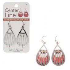 37x22mm Centerline Rhodium Plated Stainless Steel Beadable Teardrop Earrings - Per Pair