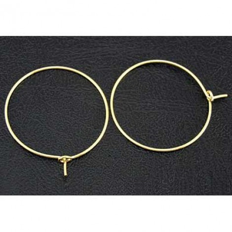 30mm Yellow Gold Plated Nickel Free Earring or Wine Glass Hoops