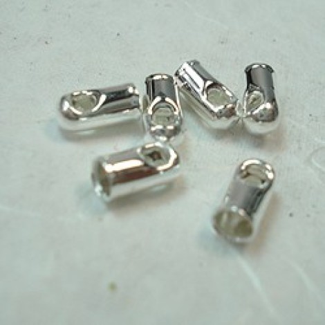 2mm Silver Plated Brass Cord End Caps