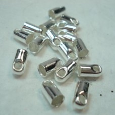 2.4mm Silver Plated Brass Cord End Caps - Pack of 50