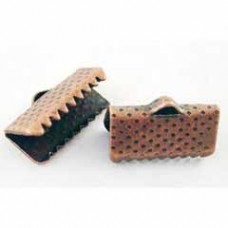 13x7mm Antique Copper Cord End Crimp Bars - Pack of 10