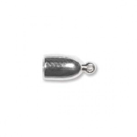 3mm Beadsmith Bullet End Cap with Loop - Silver Plate