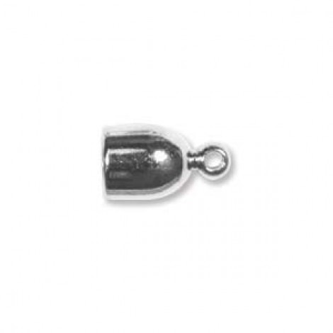 4mm Beadsmith Bullet End Cap w/Loop - Silver Plate