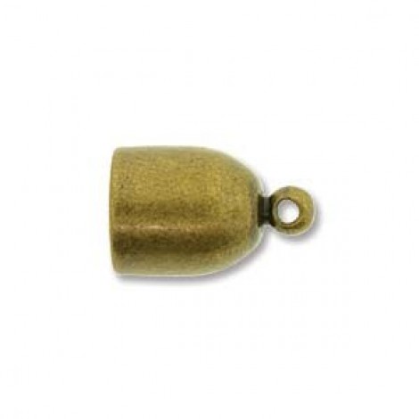 12x7mm (6mm ID) Beadsmith Bullet Cord End Caps with loop - Antique Brass - Pack of 2 (1pr)