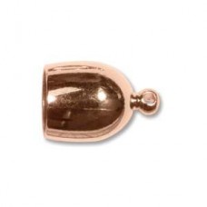 8mm ID Beadsmith Bullet End Cap w/Loop - Copper Plate - Pack of 2