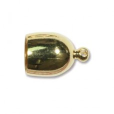 8mm ID Beadsmith Bullet End Cap w/Loop - Gold Plate - Pack of 2