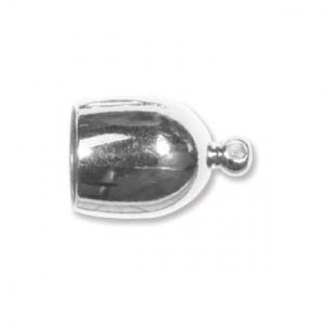 8mm Beadsmith Bullet End Cap w/Loop - Silver Plate