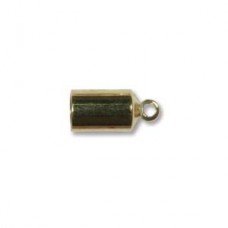 4mm Beadsmith Barrel End Cap with Loop - Gold Plate