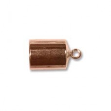 12x7mm (6mm ID) Beadsmith Barrel End Caps with Loop - Copper Plate - Pack of 2 (1pr)