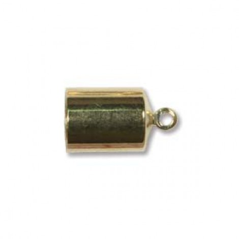 6mm Beadsmith Barrel End Cap w/Loop - Gold Plate