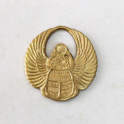 16mm Egyptian Scarab Raw Brass Charm