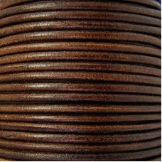 2mm Euro Leather Round Cord - Distressed Brown