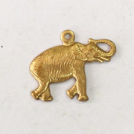 12mm Small Raw Brass Elephant Charm - Left