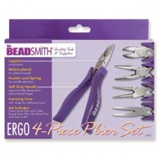 Beadsmith Purple Ergonomic 4-Piece Plier Set in Vinyl Zip-up Case