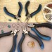 Beadsmith 5 Piece Box Joint Ergonometric Blue Handle Plier Set - Flat, Round, Chain Nose + Side Cutters in Case
