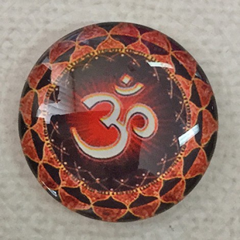 25mm Art Glass Backed Cabochons - Ohm Mandala 1 - Each 25mm Art Glass Backed Cabochons - Ohm Mandala 1 - Each