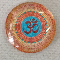 25mm Art Glass Backed Cabochons - Ohm Mandala 2 - Each