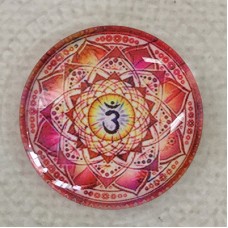 25mm Art Glass Backed Cabochons - Ohm Mandala 3 - Each