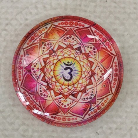 25mm Art Glass Backed Cabochons - Ohm Mandala 3 - Each