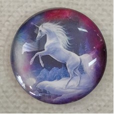 25mm Art Glass Backed Cabochons - Unicorn in the Clouds - Each