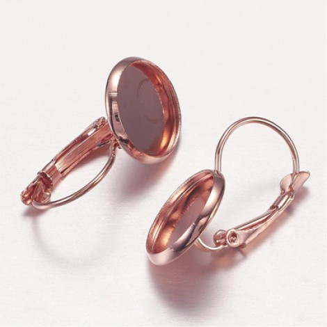 12mm ID Rose Gold Plated Leverback Earwire Cab Settings
