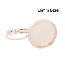 16mm ID Light Rose Gold Plated Leverback Earwire Cab Settings
