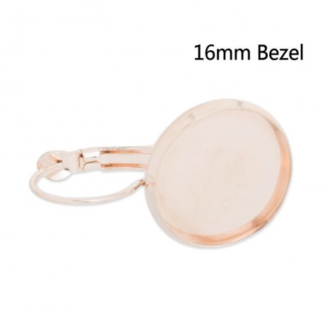16mm ID Light Rose Gold Plated Leverback Earwire Cab Settings