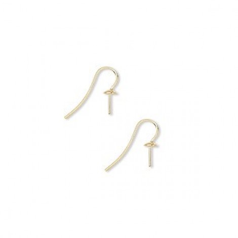 17.5mm Fishhook Gold Plated Earwires w-6mm Cup & Peg