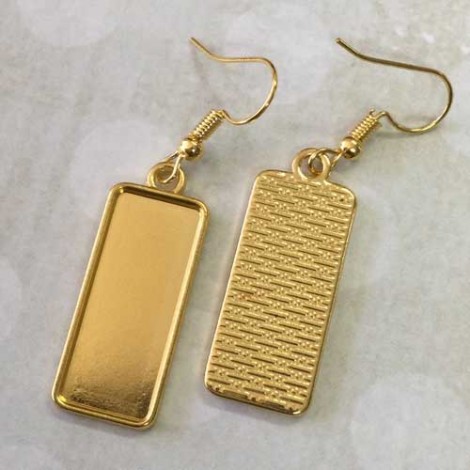 Gold Plated Earrings to fit 10x25mm Rectangle Cabochon