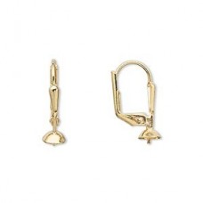 19mm Gold Plated Leverback Earwires w/5mm Cup & Peg - Pack of 2 Pair