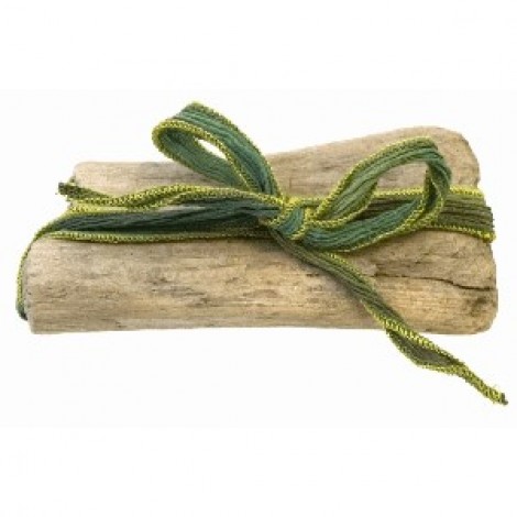 36" Hand-dyed Silk Variegated Ribbon- Eco Perfect Green