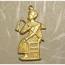 28mm Egyptian Sitting Sideways Raw Brass Charms - Pack of 2